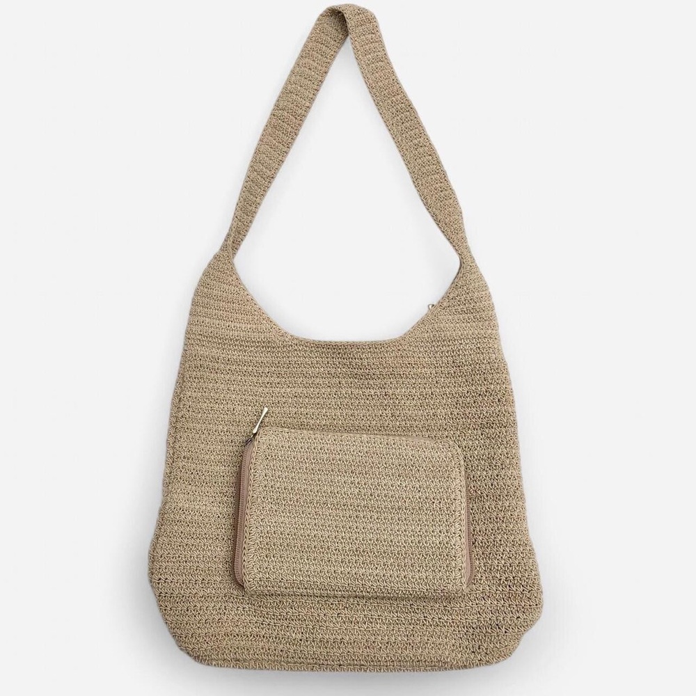 Tan Woven Shoulder Bag